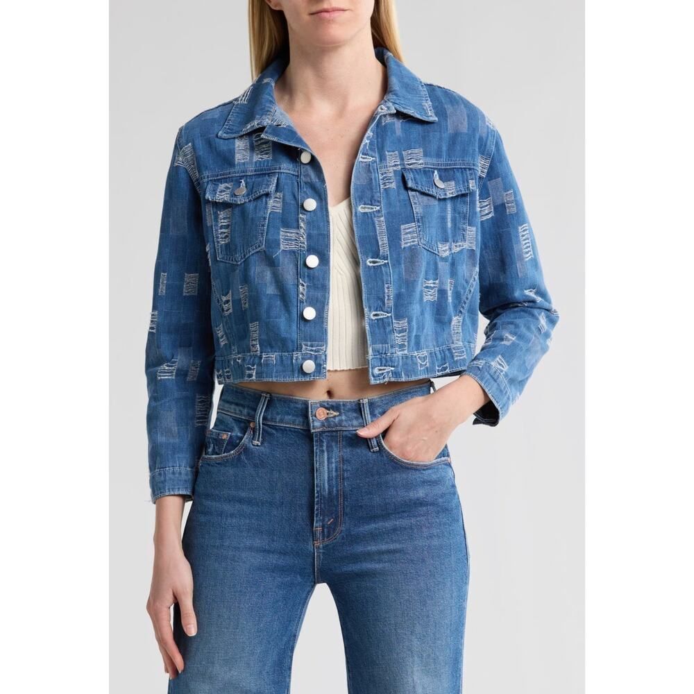 NWT L’AGENCE Koda Distressed Crop Denim Jacket - Size: Small